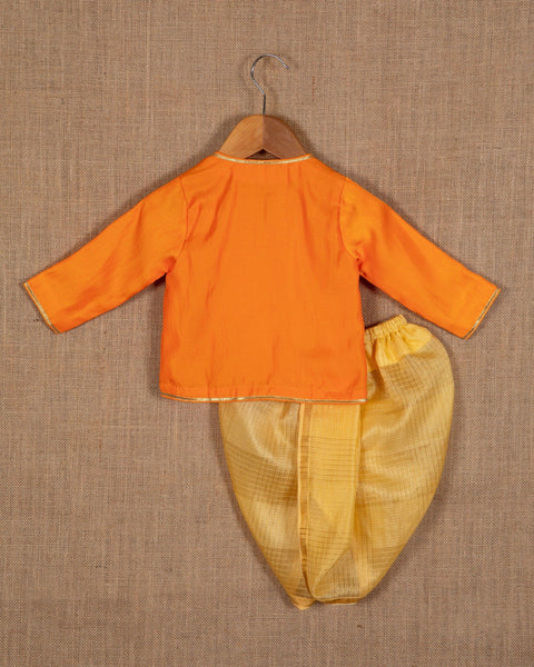 Pre-Order: Orange Gota Angrakha Paired with Dhoti