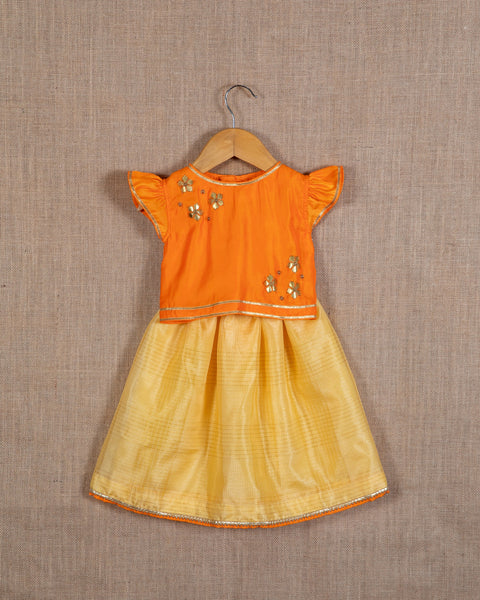 Pre-Order: Orange Gota Top with Lehenga