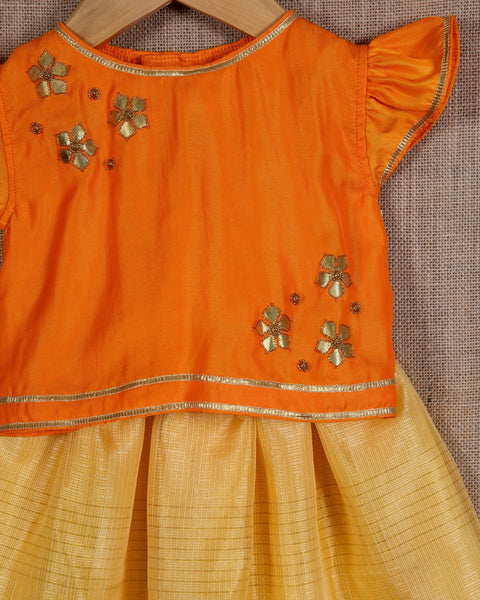 Pre-Order: Orange Gota Top with Lehenga
