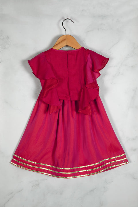 Pre-Order: Pink Embroidered Top with Lehenga