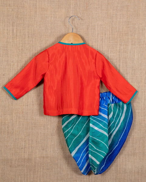 Pre-Order: Peacock Angrakha with Leheriya Dhoti