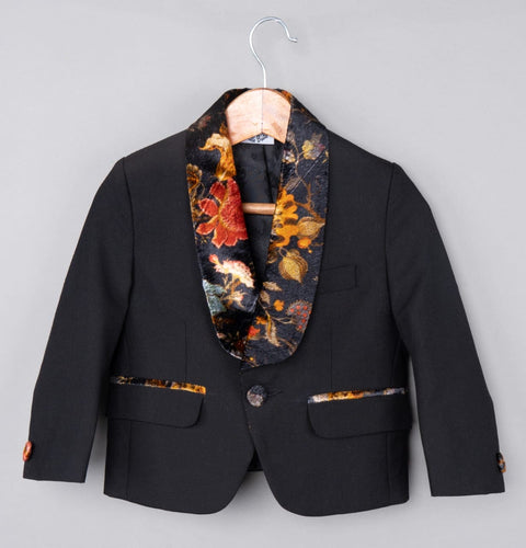 Pre-Order: Black Coat with Printed Collar