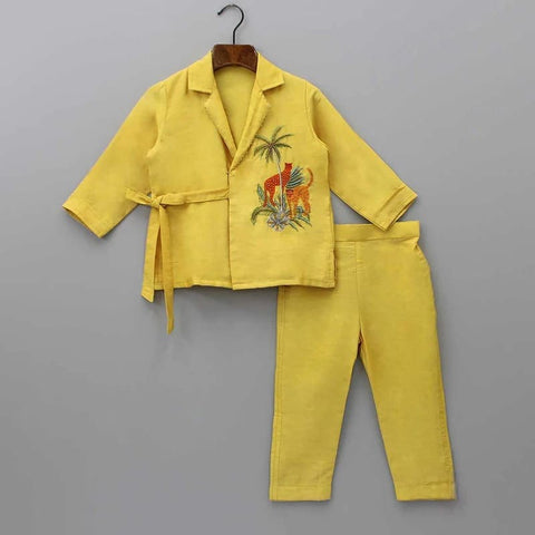 Pre-Order: Cheetah Hand-Embroidered Cord Yellow Set