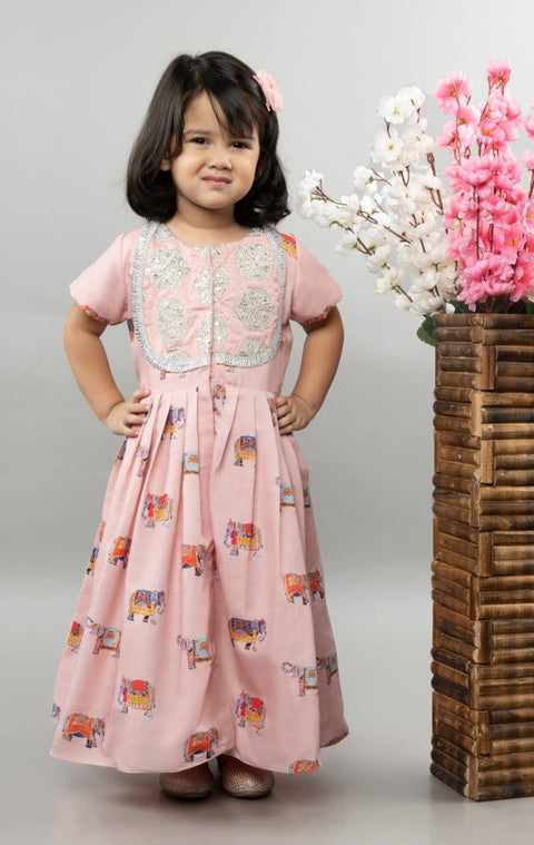 Pre-Order: Power Pink Elephant Print Front Open Gown