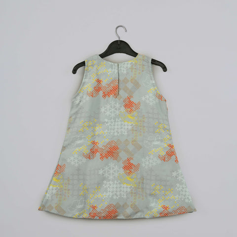 Pre-Order: Grey Geometrical Printed Hand Embroidery Top With Geometrical Printed Sharara Set