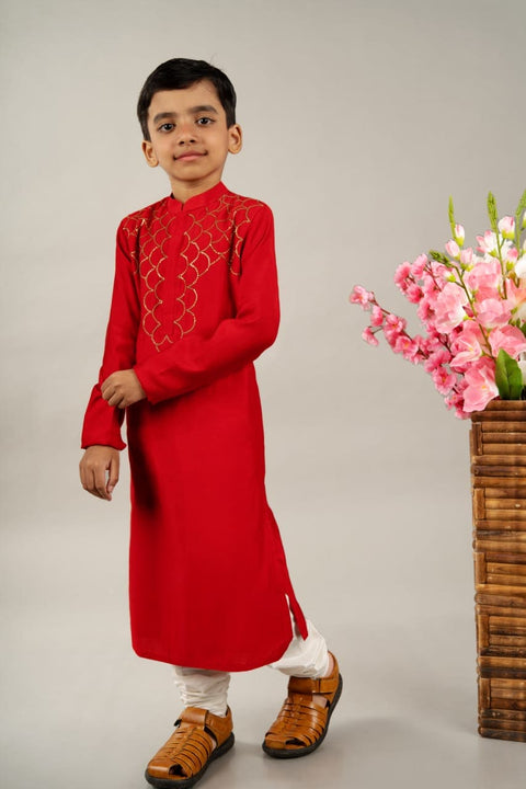 Pre-Order: Red Kurta with Churidar Bottom