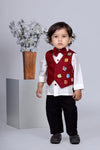 Pre-Order: White Shirt/Black Pant/Maroon Waistcoat with Ladybird Applique/Bow Tie