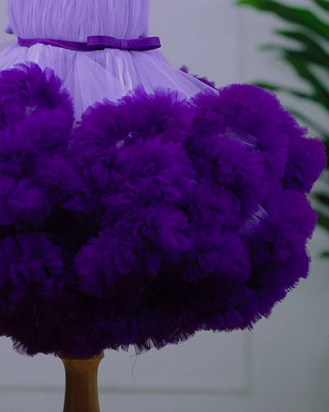 Pre-Order: Lavender and Purple Frilled Party Wear Gown with Flower Detailing