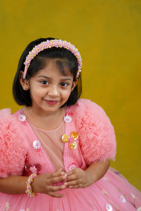 Pre-Order: Dry rose embroidery garden theme ball gown