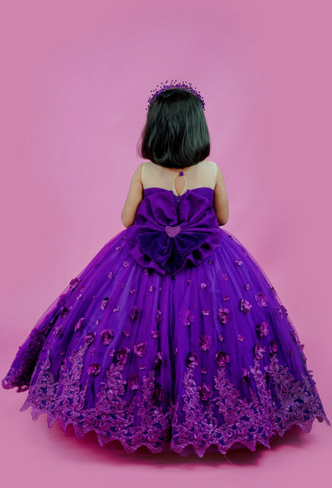 Pre-Order: Purple ball gown with lace and bead embellishments