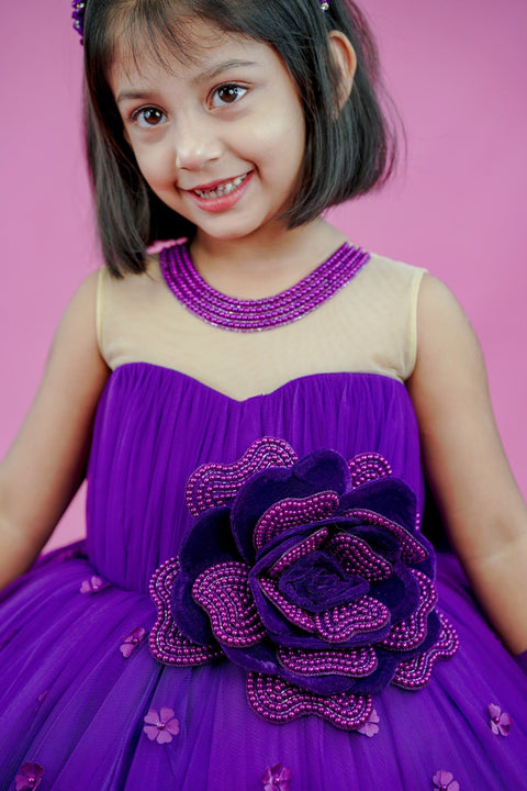 Pre-Order: Purple ball gown with lace and bead embellishments