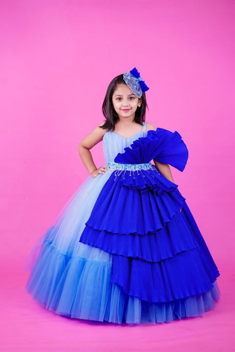 Pre-Order: Frozen Elza Theme Gown Blue Shades Couture Gown