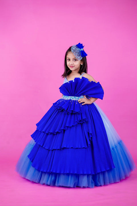 Pre-Order: Frozen Elza Theme Gown Blue Shades Couture Gown