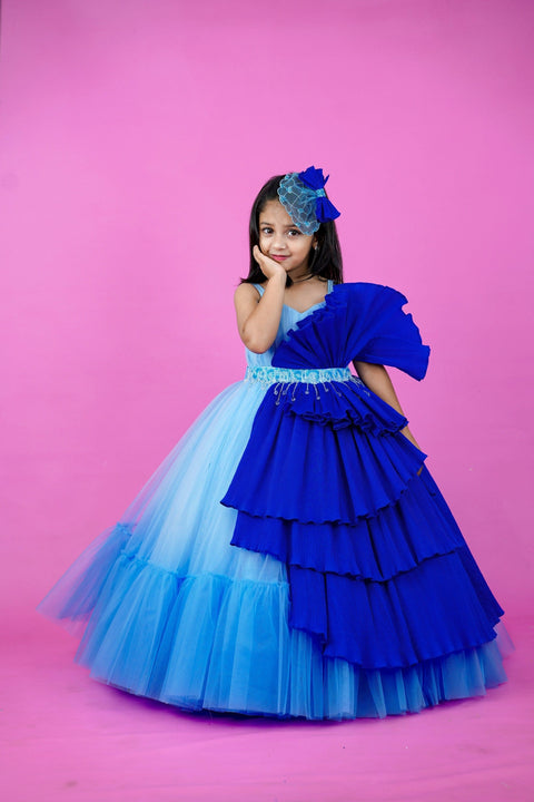 Pre-Order: Frozen Elza Theme Gown Blue Shades Couture Gown