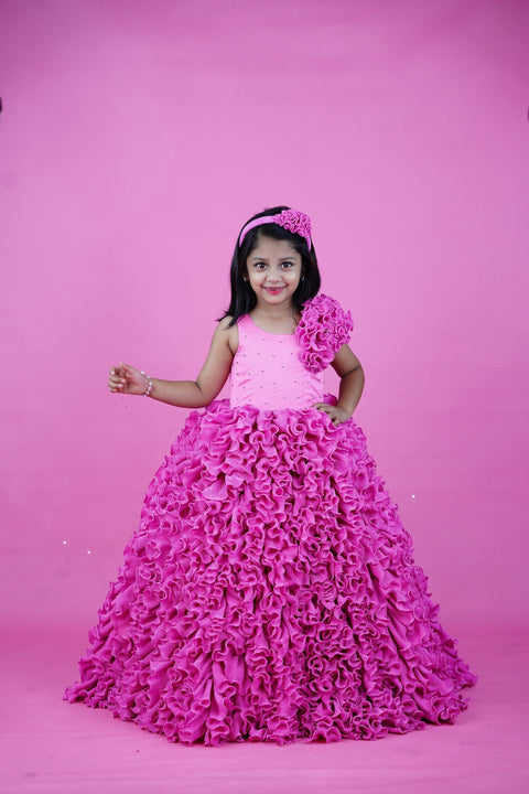 Pre-Order: Light Pink Coral Theme Couture Gown