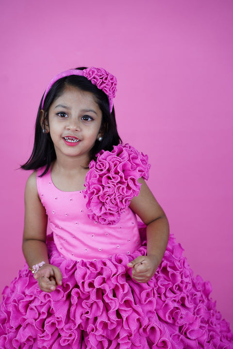 Pre-Order: Light Pink Coral Theme Couture Gown