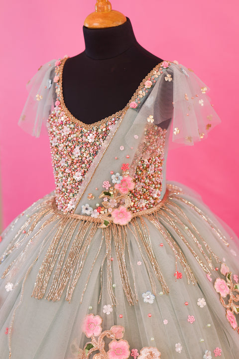 Pre-Order: Pastel Powder Blue Gown with Intricate Handworks