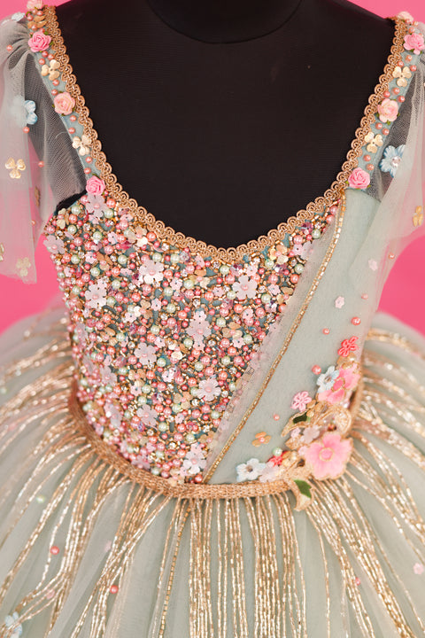 Pre-Order: Pastel Powder Blue Gown with Intricate Handworks