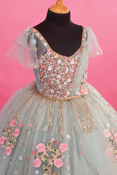 Pre-Order: Pastel Powder Blue Gown with Intricate Handworks