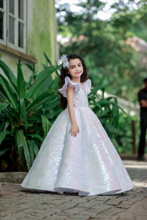 Pre-Order: White Flip Up SEQUENCE Panel Gown.