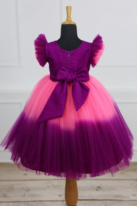 Pre-Order: Swan Theme Pink And Purple Color Gradient Swirled Gown