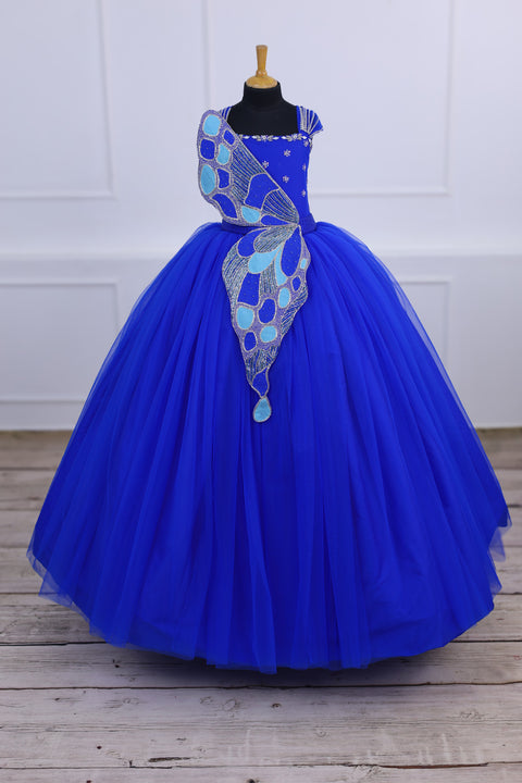 Pre-Order: Monarch Butterfly Theme Gown in Royal Blue Color with Detachable Wings and Belt