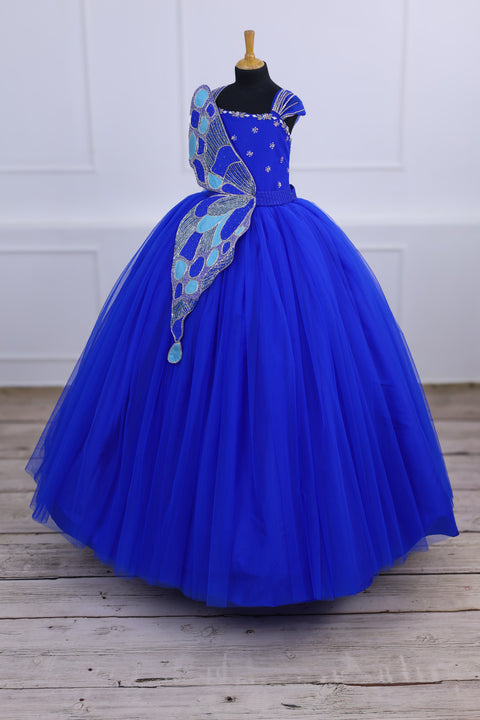 Pre-Order: Monarch Butterfly Theme Gown in Royal Blue Color with Detachable Wings and Belt