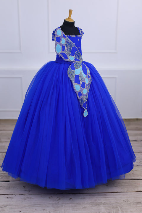 Pre-Order: Monarch Butterfly Theme Gown in Royal Blue Color with Detachable Wings and Belt
