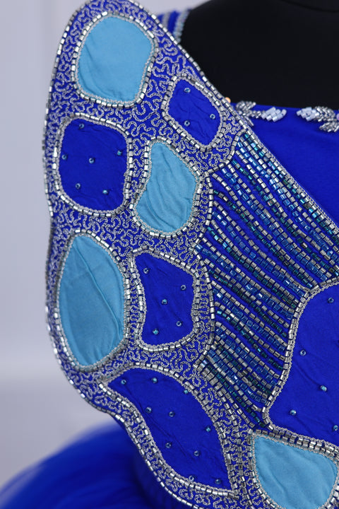 Pre-Order: Monarch Butterfly Theme Gown in Royal Blue Color with Detachable Wings and Belt