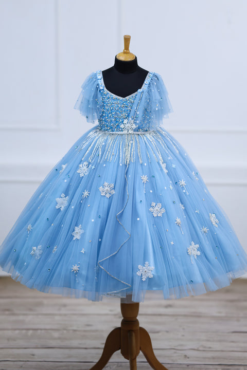 Pre-Order: Pastel Aqua Green Gown with Intricate Handworks