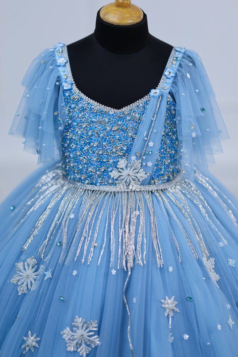 Pre-Order: Pastel Aqua Green Gown with Intricate Handworks
