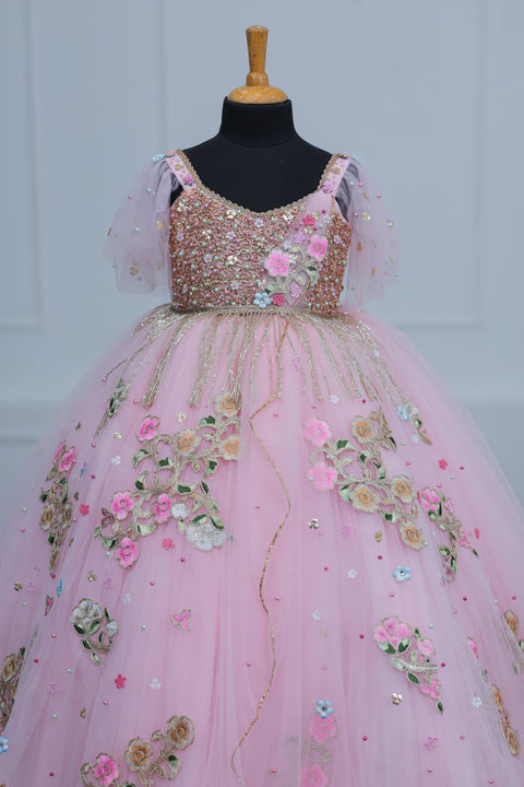 Pre-Order: Icy Pink Gown with Intricate Handworks