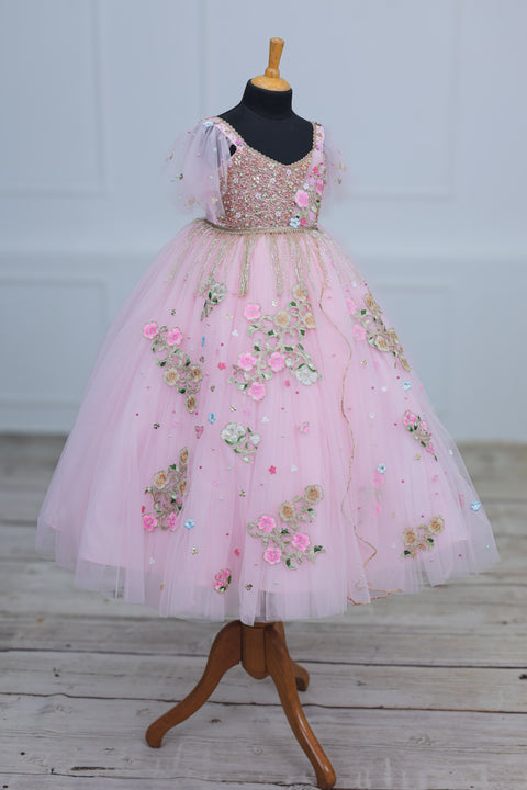 Pre-Order: Icy Pink Gown with Intricate Handworks