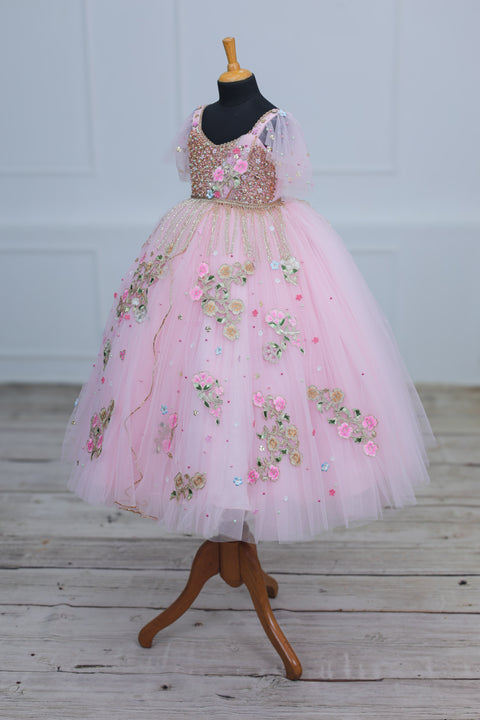Pre-Order: Icy Pink Gown with Intricate Handworks