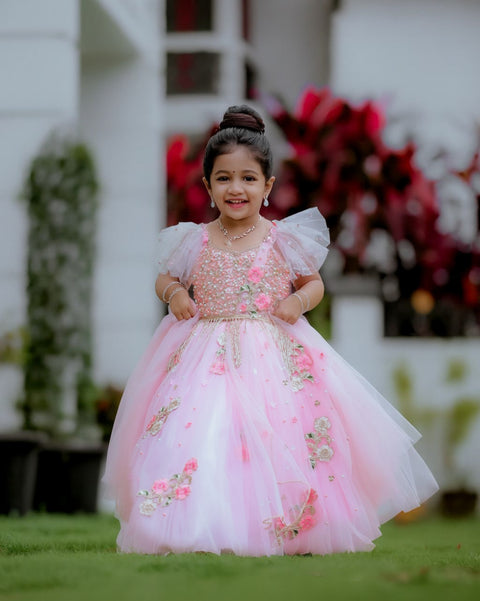 Pre-Order: Icy Pink Gown with Intricate Handworks