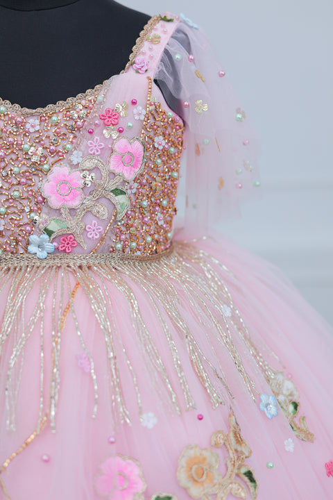 Pre-Order: Icy Pink Gown with Intricate Handworks