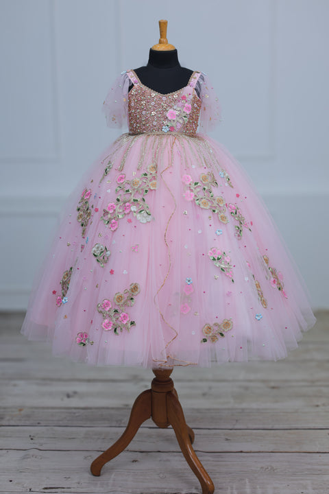 Pre-Order: Icy Pink Gown with Intricate Handworks