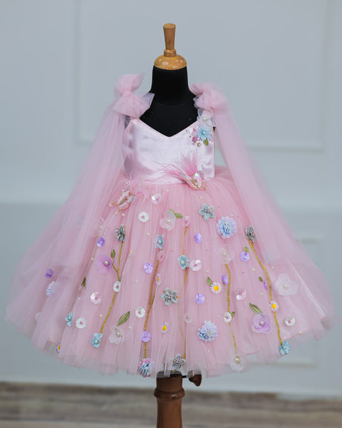 Pre-Order: Dreamy Floral Icy  Pink Princess Gown