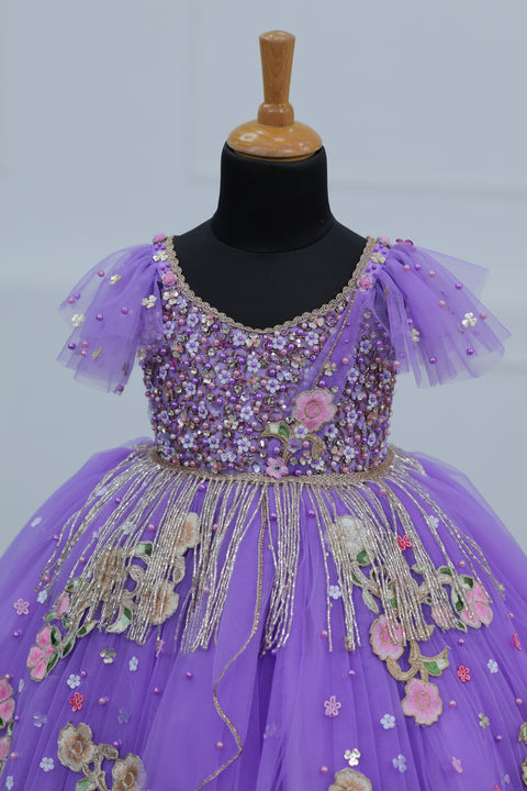 Pre-Order: Lavender Gown with Intricate Handworks