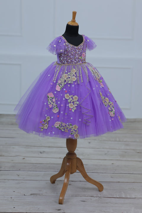 Pre-Order: Lavender Gown with Intricate Handworks
