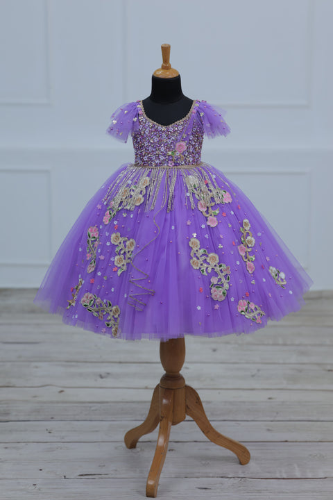 Pre-Order: Lavender Gown with Intricate Handworks