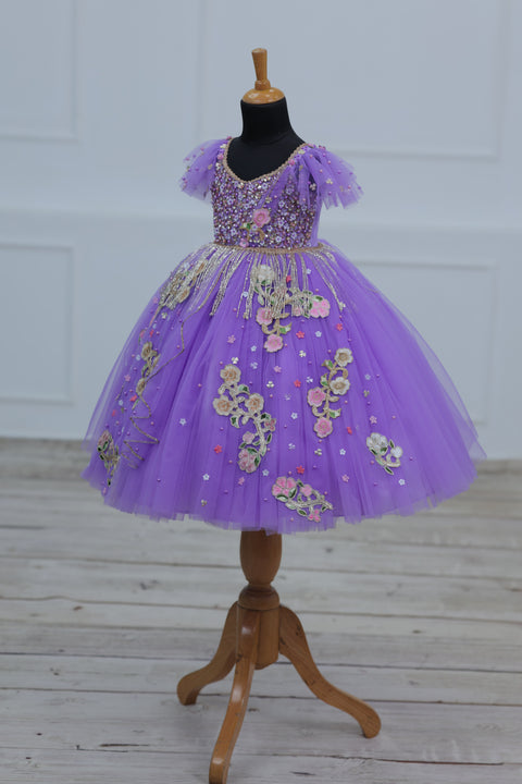 Pre-Order: Lavender Gown with Intricate Handworks
