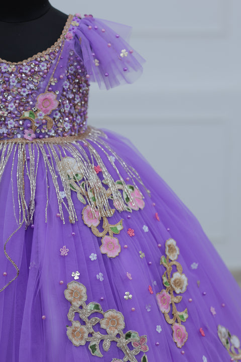 Pre-Order: Lavender Gown with Intricate Handworks
