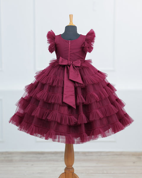 Pre-Order: Multi Layered Maroon  Gown