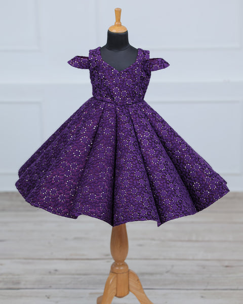 Pre-Order: Purple Shaded Floral Panel Gown.
