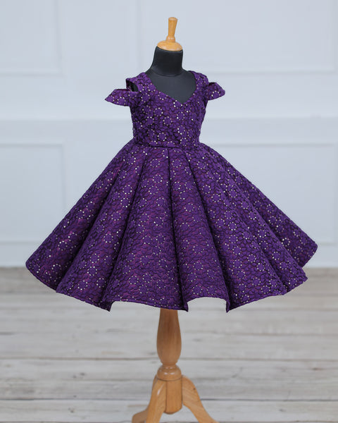 Pre-Order: Purple Shaded Floral Panel Gown.