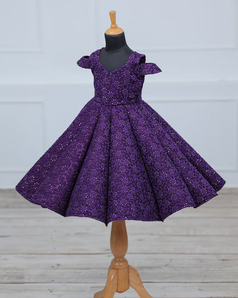 Pre-Order: Purple Shaded Floral Panel Gown.