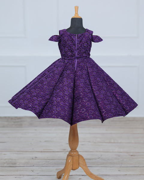 Pre-Order: Purple Shaded Floral Panel Gown.