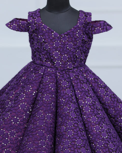 Pre-Order: Purple Shaded Floral Panel Gown.