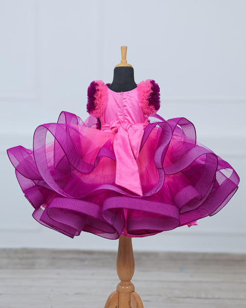 Pre-Order: Rose Pink & Plum Purple Color Gradient Swirled Gown